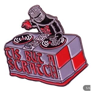 Monty Python Holy Grail Black Knight DJ Enamel Pin Cis But‎ a Scratch Humor